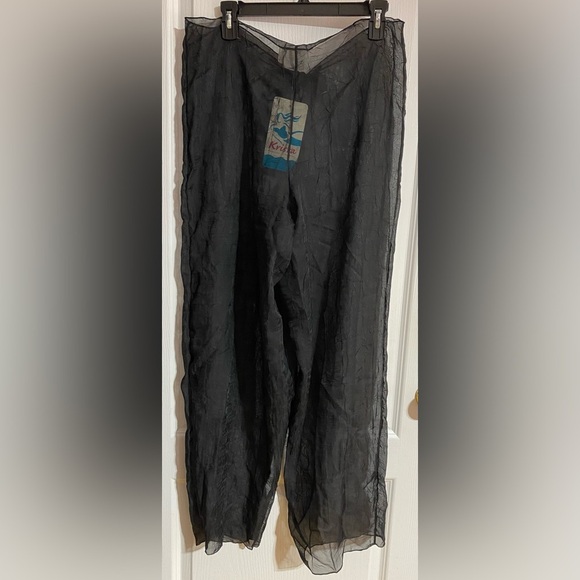 NWT Krista Sheer Front Tie Coverup Swim Suit Black Pants Size 1X - Picture 4 of 7